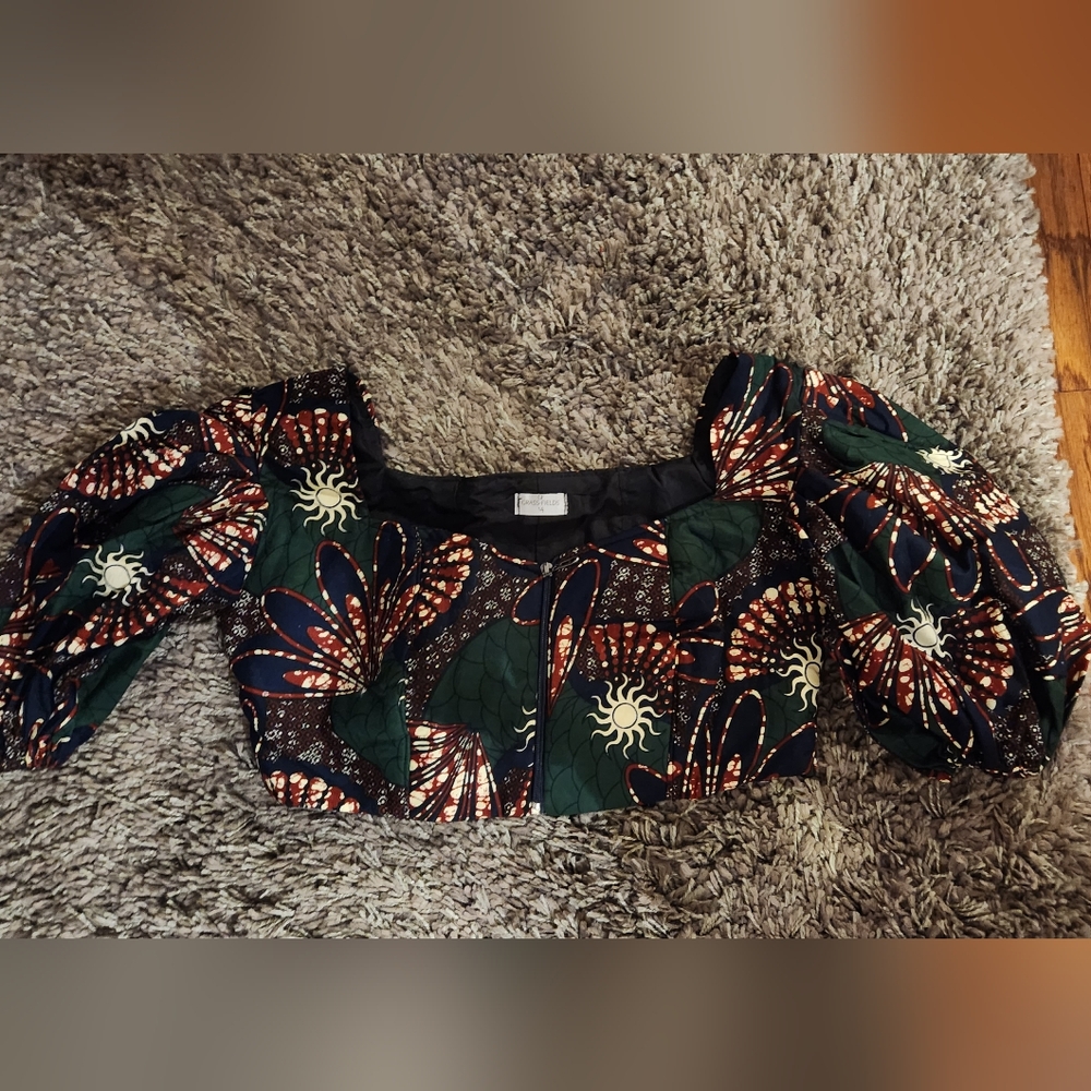 Lined Cotton Crop Top In African Wax Cotton
